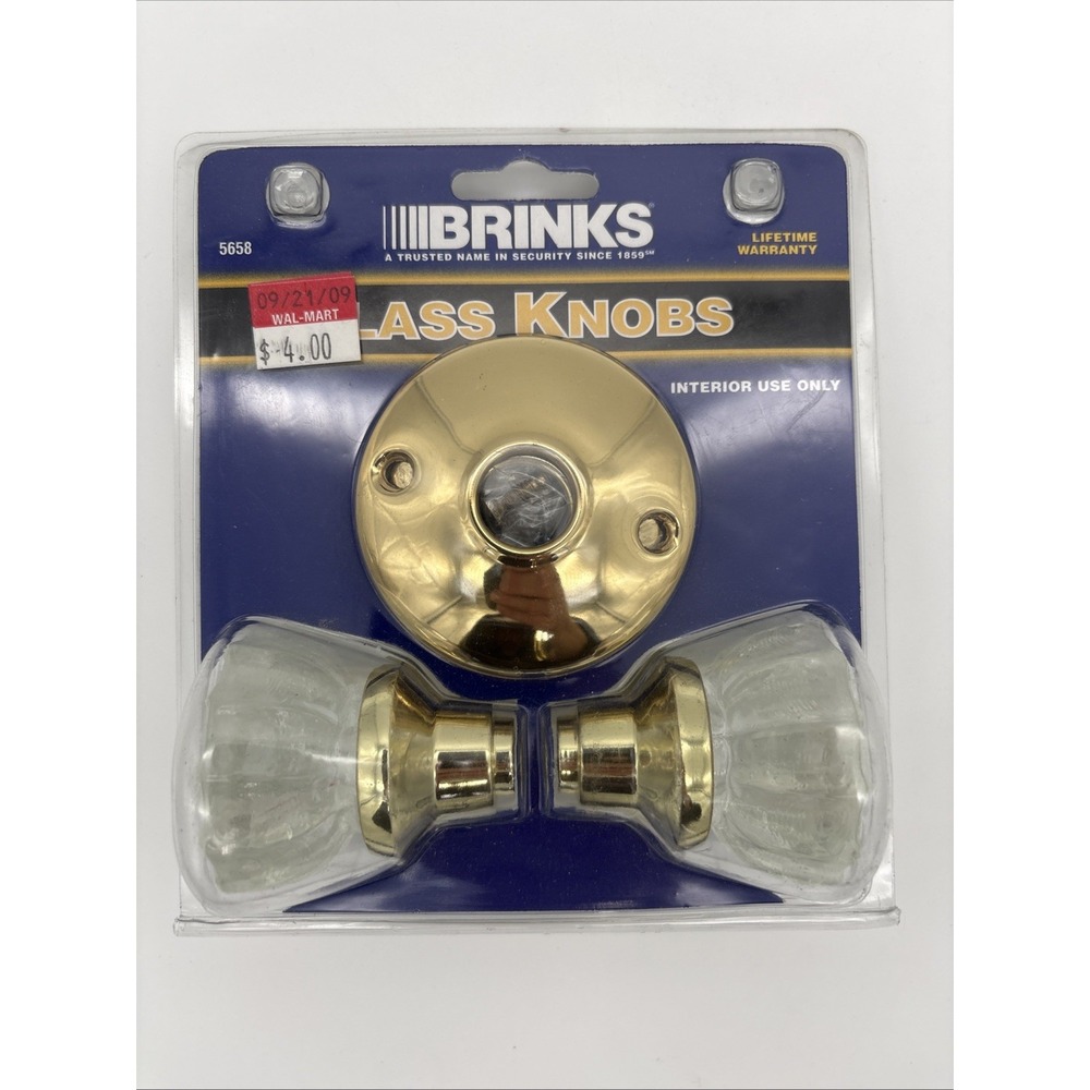 Brinks Vintage Style Glass Door Knobs Interior Indoor Security New in Package